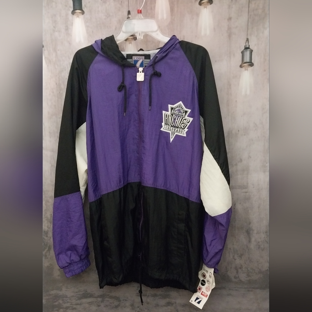 LOGO 7 Purple and Black Colorado Rockies Windbreaker.